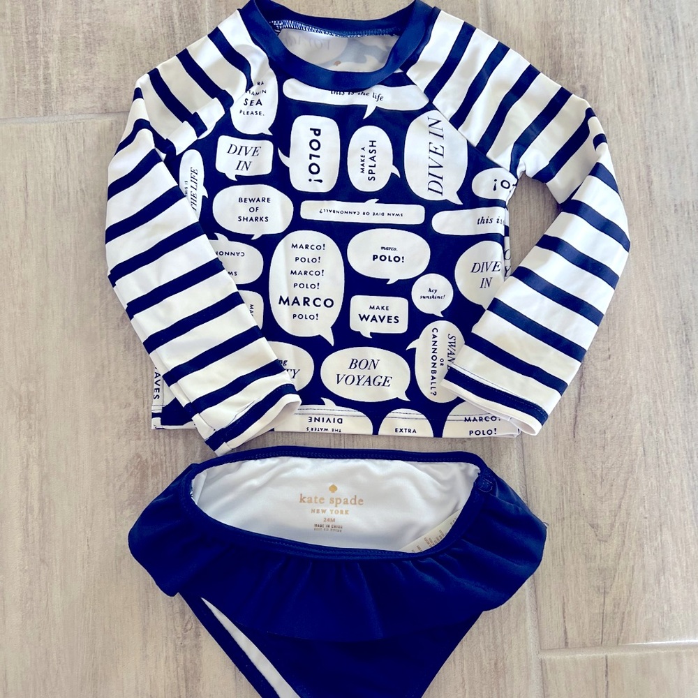 speech bubble-print rash guard w/ bottoms